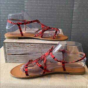 Black Poppy Red And Black Sandals